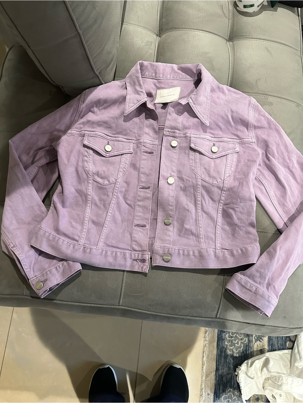 Sanctuary Lavender Cropped Denim Jacket